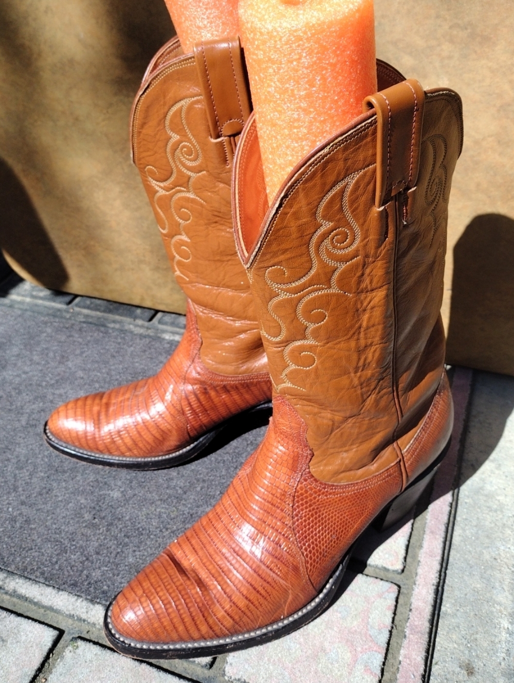 VTG 70s 80s NOCONA Women's Size 8.5 B Teju Lizard Skin L916 Brown. Very Good